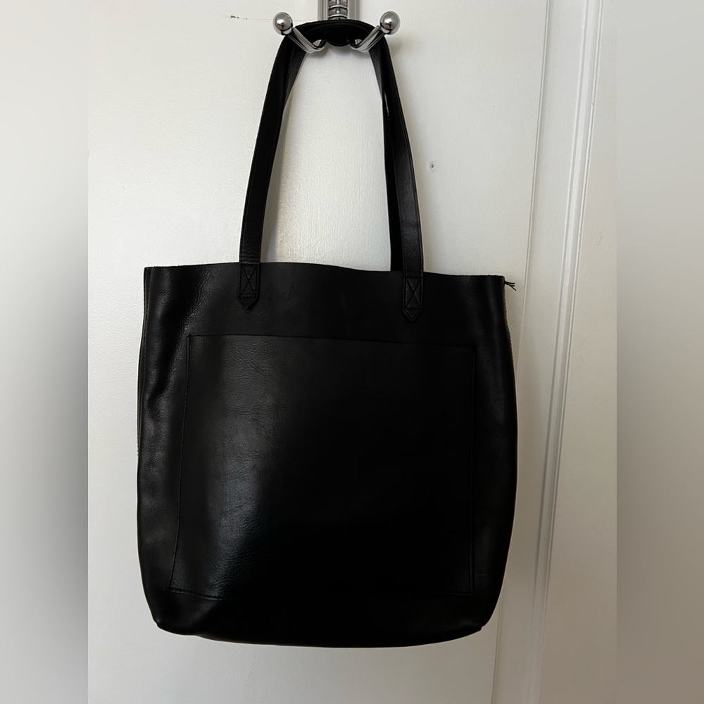Madewell Black Leather Tote Bag